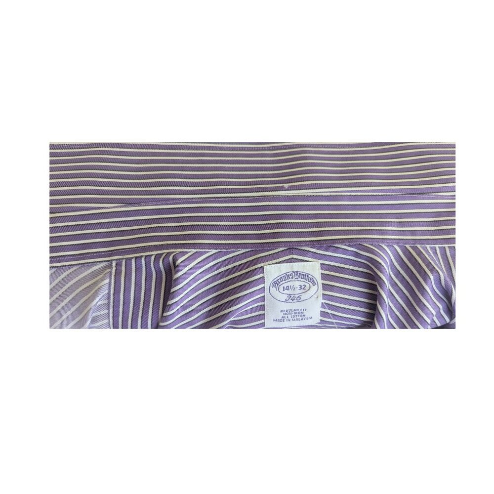 Brooks Brothers 346 Purple Striped Dress Shirt 14.5 x 32 French cuff Preowned - Picture 7 of 7
